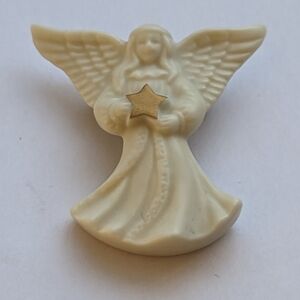 😇 ⭐ Lenox 1980 Porcelain Angel Star Pin Christmas Holidays Brooch